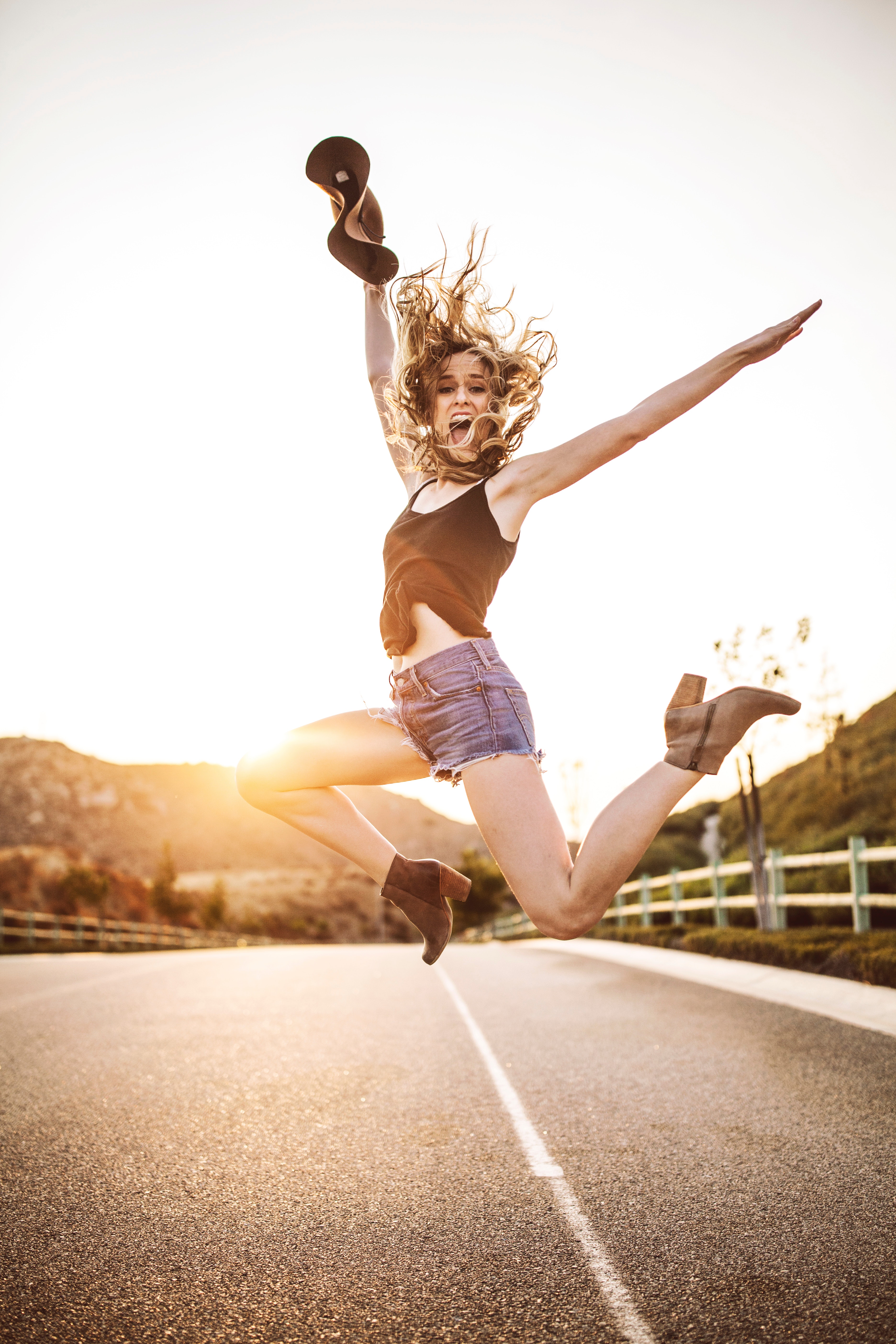 Woman jumping for joy